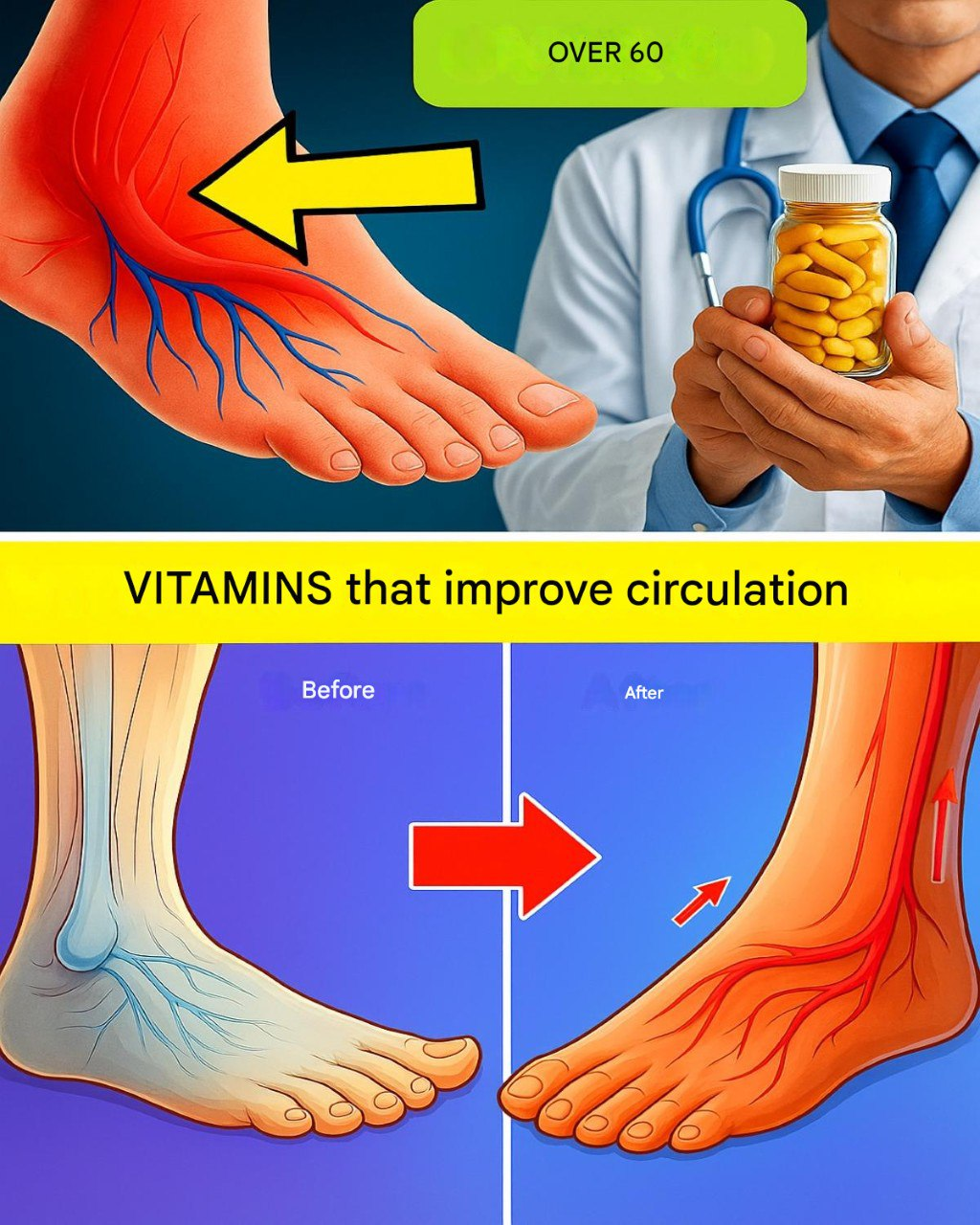 The best vitamins to improve blood circulation in legs and feet after the age of 50